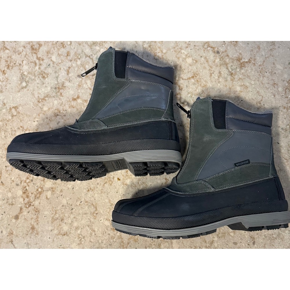 Nortiv 8 Mens Winter Snow Boots Waterproof Insulated Front Zip Black‎ Grey 11